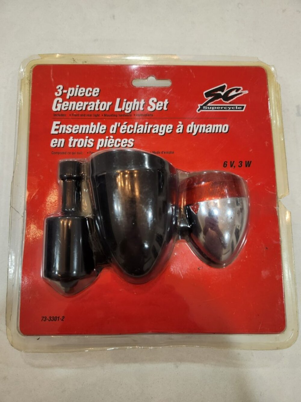 Vintage New Deadstock Supercycle 3 Piece Generator Dynamo Bicycle Light Set
